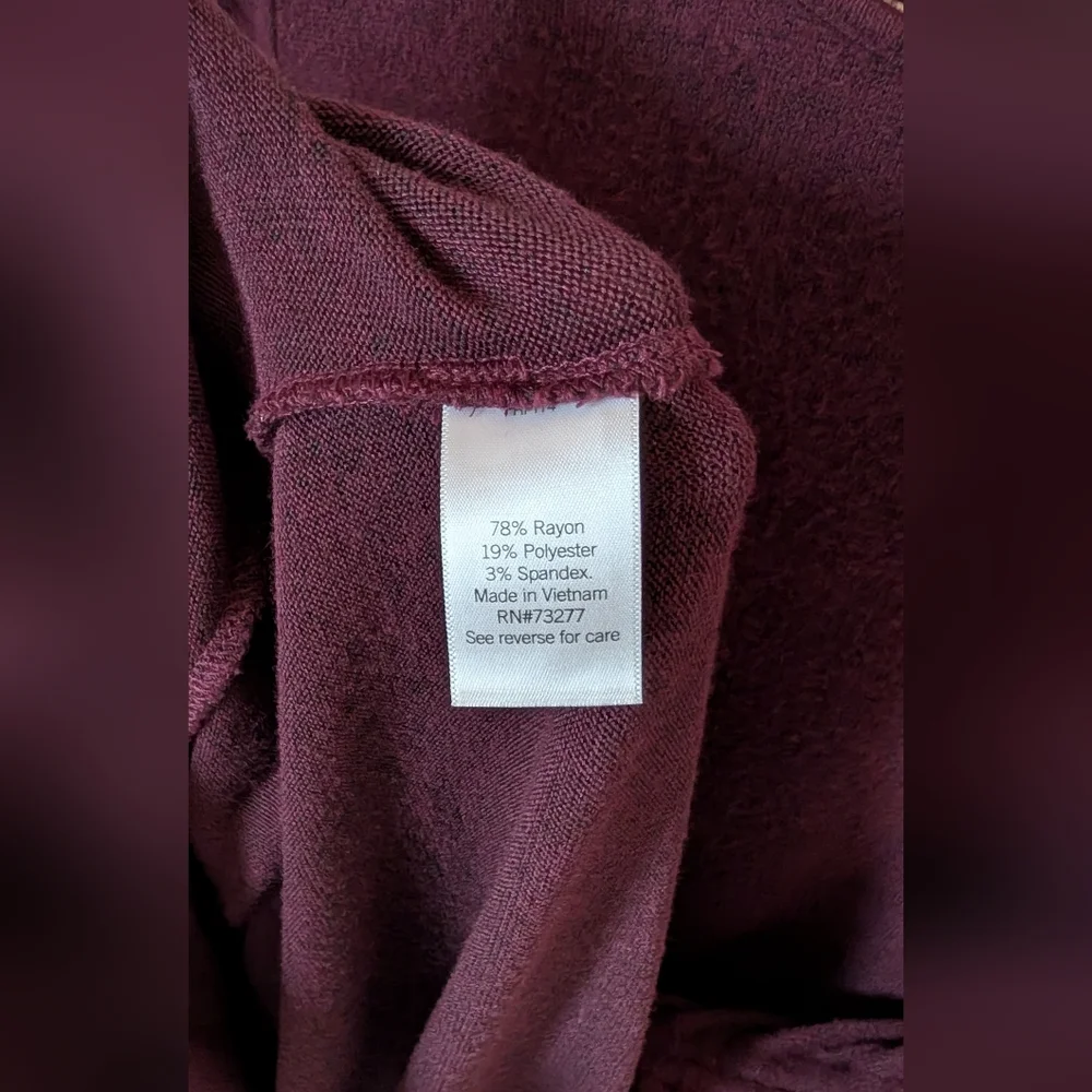 Burgundy Long Sleeve Ruched Sweater Dress - Picture 5 of 5